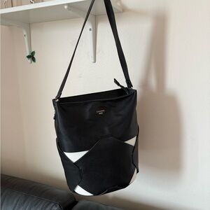 Dune London Black & White Leather Bucket Bag